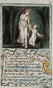 De kleine jongen gevonden, illustratie uit Songs of Innocence and of Experience (Bentley Copy L) pl.22 (Bentley 14) door William Blake